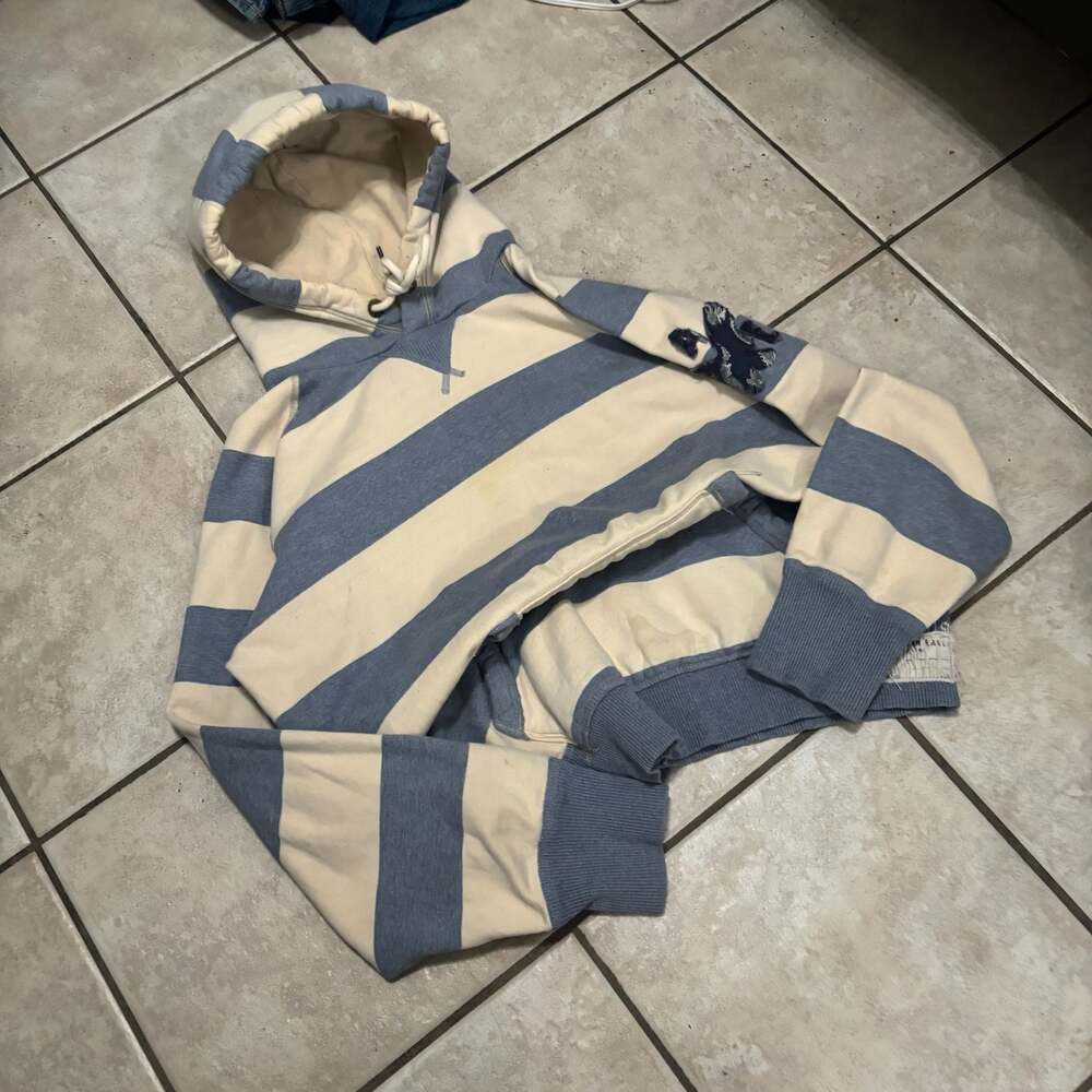 Vintage y2k skater striped hooded thick heavy cotton sweater American Eagle